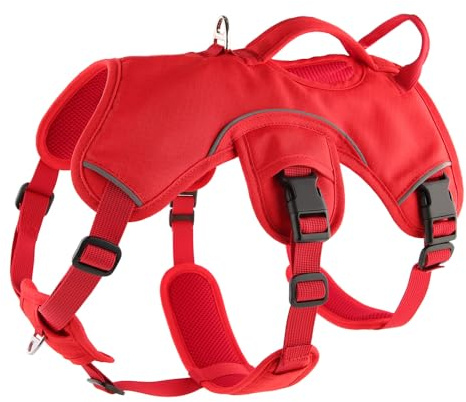 Snootiful Hound Sighthound Harness for Greyhounds, Whippets & Lurchers – Escape Proof Padded 3-Point Dog Harness - Secure Fit, No Pull Harness For Deep-Chested Breeds (Red, Medium)
