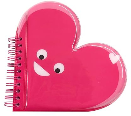 Tinc A5 Heart Shaped Wire Bound Notebook Jotterpad - Cute Bright Pink Soft Squidgy Cover - Homework and School Wirebound Pad