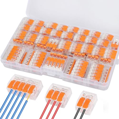 Kabelverbinder, 75 Stück Klemmen Elektro mit Betätigungshebel Kabelklemmen 4mm² Leiter Klemme Steckklemmen Verbindungsklemmen Strom Klemmen Anschlussklemmen Elektroklemmen für Feste Kabe