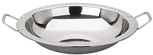 TJLVYCNB Padella for paella con doppi manici Pentola for frutti di mare in acciaio inossidabile Pentola volante for paella coreana Accessori for la cucina (Size : 28X28X5.5CM)