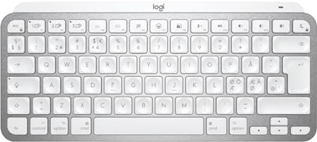 Logitech MX Keys Mini for Mac - kabellose Tastatur, Bluetooth, Tasten Hintergrundbeleuchtung, kompatibel mit MacBook Pro, MacBook Air, iMac, iPad, Skandinavisch QWERTY-Layout - Pale Gray [Bulk]