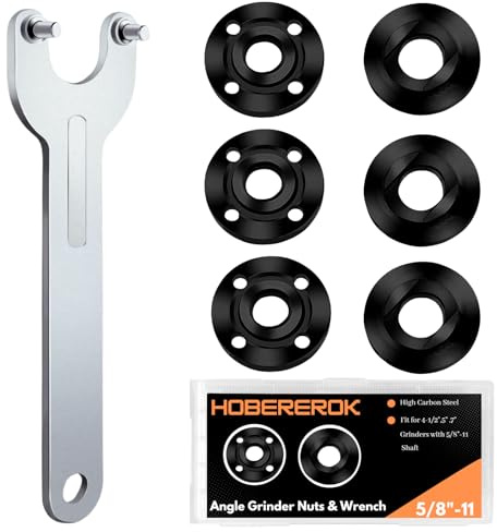 HOBEREROK 7PCS Angle Grinder Nut & Wrench Kit, 5/8-11 Arbor Nut Set