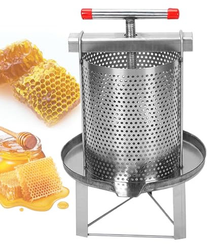 pealiritansemen Manuelle Honigpresse Aus Edelstahl, Honigverarbeitungsschleuder Für Den Haushalt, Weinherstellungspressen, 15 cm Hohe Dreieckige Halterung, 35,5 cm Bodenschale