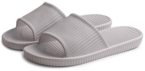 Lily Zone Men's Shower Slippers, Non-Slip Beach Pool Slide Sandals Bathroom House Shoes for Men (Grey, Adult, Men, 7.5, Numeric Range, UK Footwear Size System, 8.5, Medium)