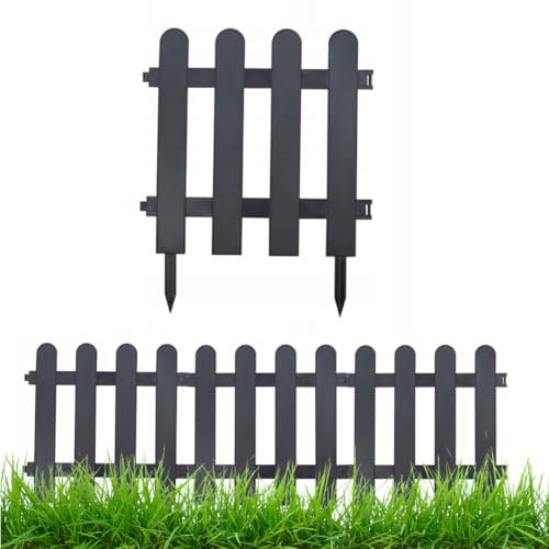 Anwicar Bordure de Pelouse Jardin Palissade - Délimitation de Parterre en Plastique Résistant aux Intempéries - Flexible & Durable - 3m - Hauteur 30 cm - Montage Facile - Noir