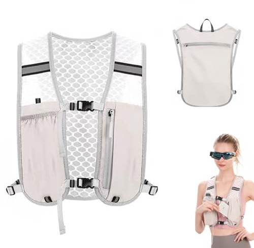 Gilet de Course pour Homme et Femme - Sac à Dos d'hydratation ultraléger Respirant en Maille - avec Rangement pour Téléphone et Énergie - Gilet de Cyclisme réfléchissant pour randonnée, marathonien