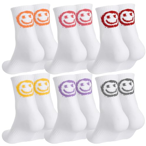 Utensilsto 6 paia di calzini da tennis da donna 39-42 calzini sportivi da donna in cotone calzini divertenti regali calze calze calze con motivo sorriso