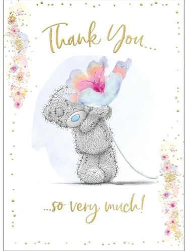 Me to You Bear Bear Holding Flower Thank You Card 5 x 7 Inches - Official Collection