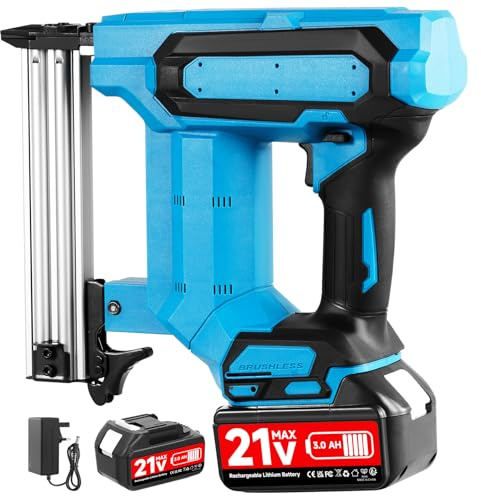 Cordless Staple Gun, Rechargeable 18 Gauge Electric Nail Gun with 3.0A Lithium Battery for Home Improvement, Carpentry and Upholstery DIY Projects, Can Hold 100 Staples（Nails not Included）