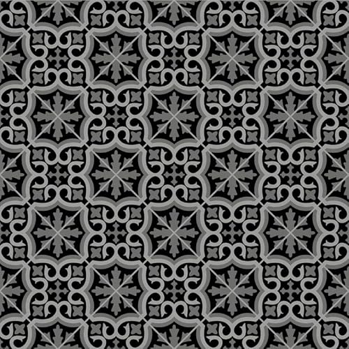 Bradley 999E Black-Grey Art Decor Tile Effect Turbo Vinyl Flooring | - 2m x 3m (6ft6 x 9ft10)