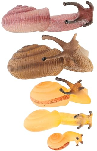ORFOFE 5 Pezzi Giocattolo a Forma di Lumaca in Plastica Robusta, Figure di Animali Realistiche Leggere per Decorazione Giardino e Gioco Educativo