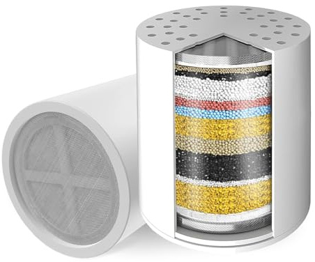 Voolan 2 Pack Replacement Shower Filter Cartridge, 20 Stage Hard Water Shower Filter for Remove Chlorine and Heavy Metals, Water Softening, Reduces Dry Itchy Skin