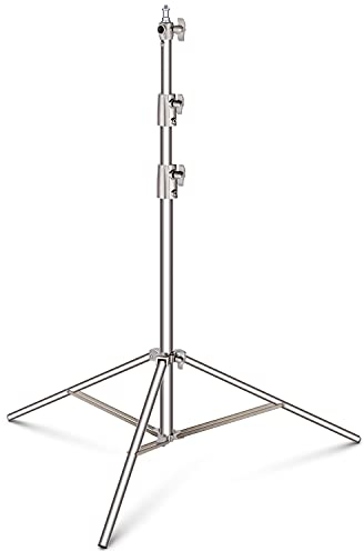 NEEWER 102/2,6m Edelstahl Lichtstativ, federgepolstertes, Robustes Fotografie Stativ mit 1/4 bis 3/8 Universal Schraubadapter für Blitz, LED Videoleuchte, Ringlicht, Monolight, Softbox
