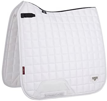 LeMieux Dressage Loire Classic Square Saddle Pad - Saddle Pads for Horses - Equestrian Riding Equipment and Accessories (White - Small/Medium)