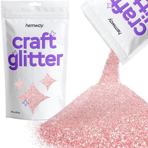 Hemway Craft Glitter Light Rose Gold 100g Microfine Glitter | for Crafts, Resin, Cosmetic, Nail, Face, Body, Festival, Tumblers, Art, Candle, Crafting
