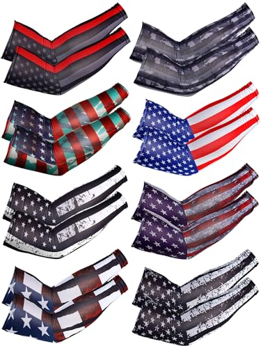 SATINIOR 8 Pairs Arm Sleeves for Men Women UV Sun Protection Sleeve, M