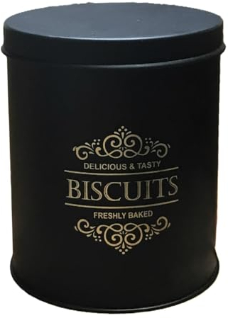 Nobel - Vintage Black Square Canisters with Lid - Bread, Biscuits, Pasta, Tea Sugar Coffee - 15 cm (L) x 15 cm (W) x 16 cm (H) - 1 count