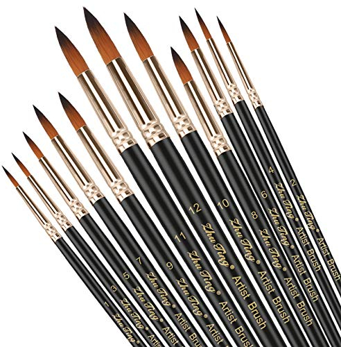 Pinsel teiliges Set,Nylon Pinsel, Nylonhaar Künstler Acrylpinsel für Acryl Aquarell Ölgemälde (Schwarz)