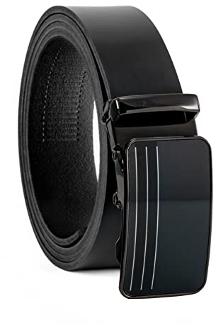 Fa.Volmer Ceinture en cuir véritable pour homme | cliquet automatique | Largeur 35 mm | Tour de taille 125cm | peut être raccourci | Série de modèles: ATG (noir - type 03)