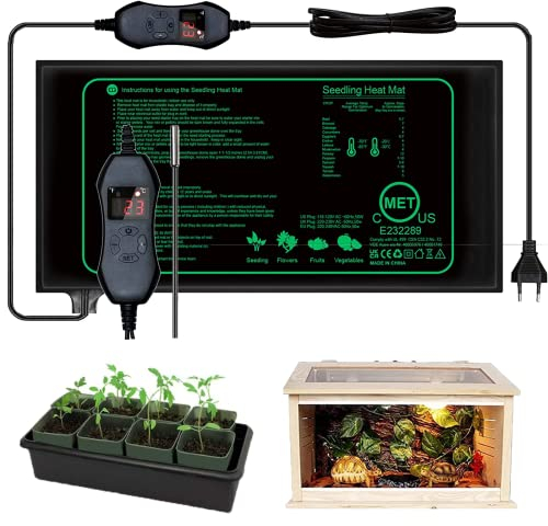 iZELL Heizmatte Pflanzen mit Thermostat für Sämlinge, Haustiere und Reptilien - 50W Wärmematte zur Germination und Temperatur-Regulierung, Schnelle Erwärmung, Sicher und Langlebig - 25 * 52cm