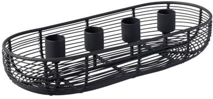 Villeroy & Boch - Black Xmas Couronne de l’Avent, 29 x 12 x 6 cm, décoration de Noël en métal, Noir