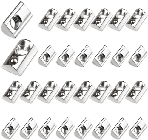 Juego de 30 tuercas M4 con centrado de bola, ranura 6 T, juego de 40 series M4, perfil de aluminio, 20 x 20, acero al carbono, tuerca deslizante con bola de resorte para impresora 3D de perfil C de