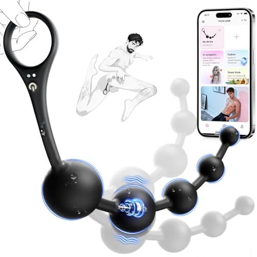 Anal Beads Vibrator Sex Toys - 14.5 Inch App Remote Control Butt Plug G-spot Vaginal Prostate Massager with 9 Vibrating Modes, Waterproof Penis Ring Vagina Stimulator Adult Toys for Men & Women