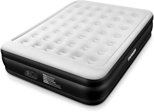 Gmornxen Doppel Luftbett mit Eingebauter Elektrischer Pumpe, Queen Size Luftmatratze für 2 Personen, Tragbar Aufblasbare Gästebett mit Aufbewahrungstasche, Aufblasbares Bett 203 x 157 x 47 cm
