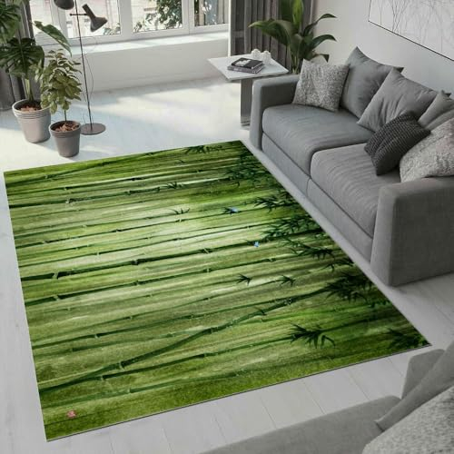 ROUSKI Bambus Teppich Wohnzimmer Schlafzimmer 3D Muster Design Kunst Ölgemälde Teppiche rutschfest Waschbarer Kurzflor Teppich Grösse 180x240 cm Flauschig Weich Soft Home Outdoor Carpet Matte