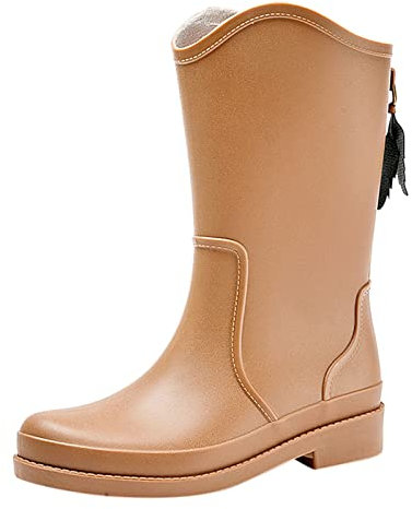 SRTUMEY Womens Wellies Boots Women's Fashion Rain Shoes Outside Shoes Kitchen Rubber Shoes Soft Bottom Comfortable Middle Tube Rain Boots Ladies Wellington