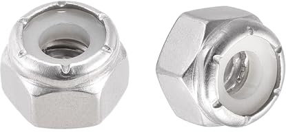 TA-VIGOR 25Pcs 1/4-20UNC Nylon Hex Lock Nuts, 304 Stainless Steel Nylon Insert Self-locking Nuts, Hexagon Threaded Nyloc Nut for Lock Washers Bolts Screws