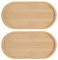 2 Stück Kaffeetablett,Mabor Bambus Tablett Nachtisch Servierteller Klein Bambus Untersetzer Oval Bambustablett für Untersetzer Kaffee Kuchen Bäckerei Badezimmer Küche(17,5 X 8,8 cm)