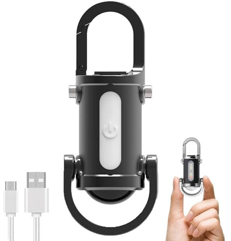 1200LM Superhelle Mini-Schlüsselanhänger-Taschenlampe Wasserdicht, Mini LED Taschenlampe Schlüsselanhänger, Taschenlampe LED Aufladbar mit Power Bank für Outdoor, Camping (Schwarz)