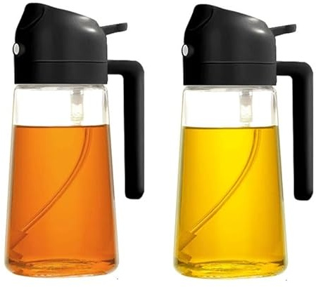 MARC-SUPPLIES LLC Oil Sprayer for Cooking β 2 Pack 470ml Glass Olive Oil & Vinegar Dispenser, Refillable Fine Mist Spray Bottles for Kitchen, Salad, BBQ, Air Fryer