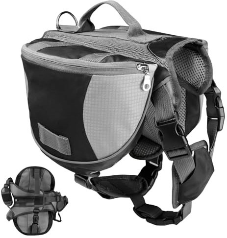 Ryggsäck för hundar, bärbara och justerbara husdjurstillbehör med handtag, stor hundryggsäck, för camping, dagliga resor, bilflygplan flygplats utflykt shopping