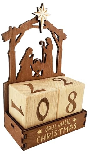 Calendario de cuenta regresiva de Navidad, calendario de cuenta regresiva de 24 días, calendarios de Adviento, arreglo de narración de historias de invierno iluminado, pieza de acento de mesa para