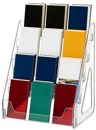 Broschyrställ för broschyrer, organiserad lösning, 33 x 30,5 x 21,5 cm, broschyrhållare, klistermärke katalogstativ, stabil halkfri bas, för kontor skola hotell restaurang matsal