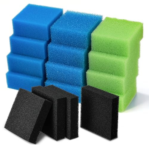 16 Piezas Esponja Filtro Acuario Compatibles con Filtro Juwel Bioflow M/3.0, Set de Filtro Esponja Acuario que Incluyen Carbón/Biológico/Grueso/Fino, Quita-Nitratos para Acuarios para Filtros Juwel