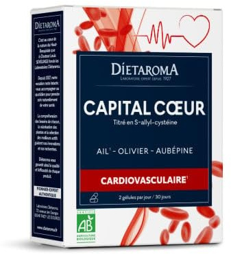 Dietaroma Gélules Capital Cœur Bio - Complément Alimentaire - Circulation Sanguine - Ail Noir, Olivier, Aubépine - 60 Gélules