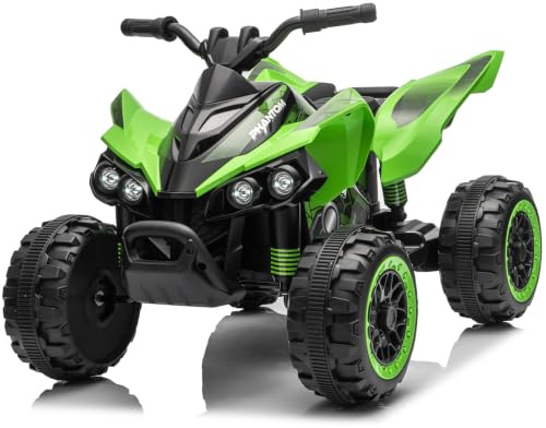 LALAHO Quad Electrique Enfants 12V,Voiture Électrique Enfant Vert | LED Et Musique,ATV pour Enfant de 3 à 8 Ans
