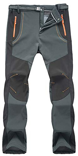 YiLianDa Pantaloni Funzionali Softshell Invernali da Uomo Slim Fit Impermeabili e Traspiranti per Trekking e Sport all'aperto