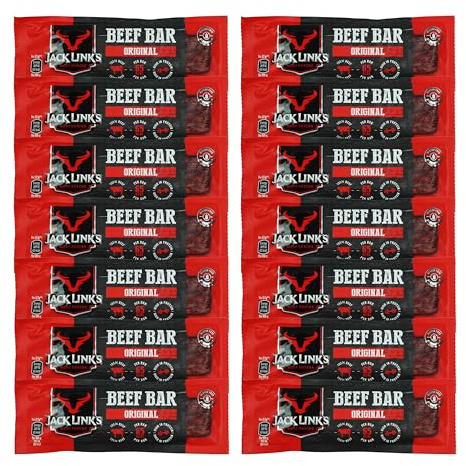 Jack Link's Beef Bar, Original Flavour, Multipack 14 x 22.5g Bars, High Protein Meat Snack, Eat on the Go or Post Gym