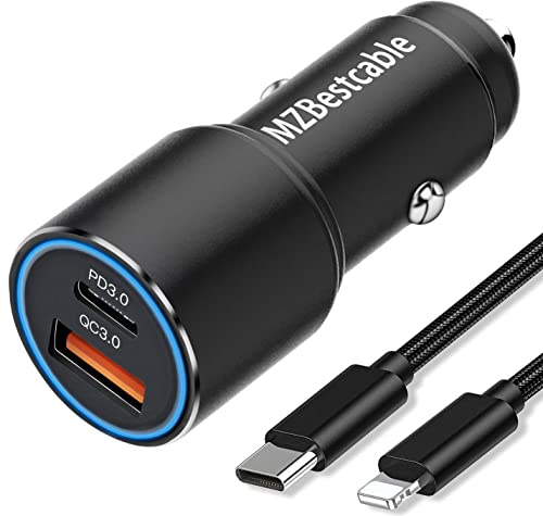 36W Caricabatterie Auto per iPhone,Caricatore Auto per iPhone 11 12/13 14 Pro/13 14 Pro Max/12 Mini/SE 2020 XR XS X 8 7/8 Plus,XS Max,PD 3.0/Quick Charge 3.0,Ricarica Rapida/Carica Veloce e Cavo