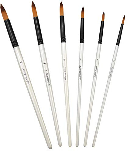 Set di Pennelli Pittura, 6 Pezzi Pennelli per Dipingere Acquerelli Pittura con Colori Acrilici e a Olio Pittura Artista Setole in Nylon di Alta Qualità