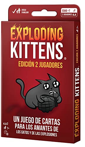 Exploding Kittens | Edición 2 Jugadores | Juego de Cartas para los Amantes de los Gatos y Las Explosiones| A Partir de 7 Años | 2 Jugadores | 10 Minutos por Partida | Español