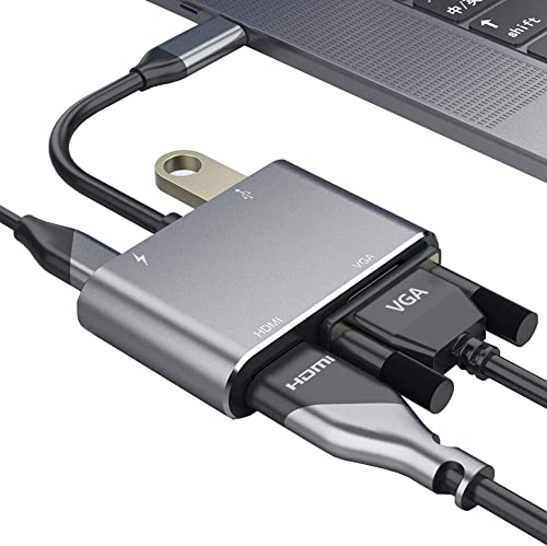 Adattatore USB-C 4 in 1 Multiporta a HDMI/VGA/USB 3.0 Con PD100w per Nintendo Switch, Macbook Pro/Air, iPad Pro, Dell XPS, Monitor, Samsung