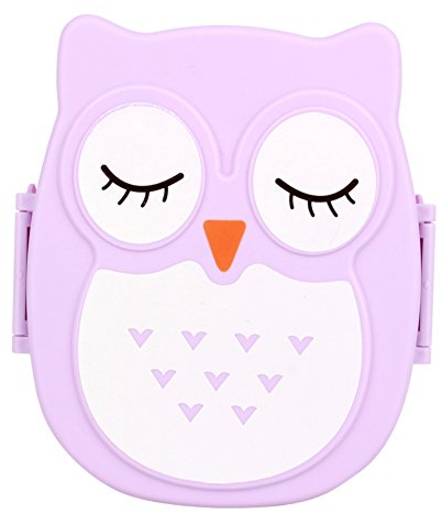 Tbest Porta Merenda Infantil, Gufo Lunch Box Contenitore per il Pranzo in Plastica Portatile per Cartoni Animati Contenitore per Microonde Sicuro per Alimenti