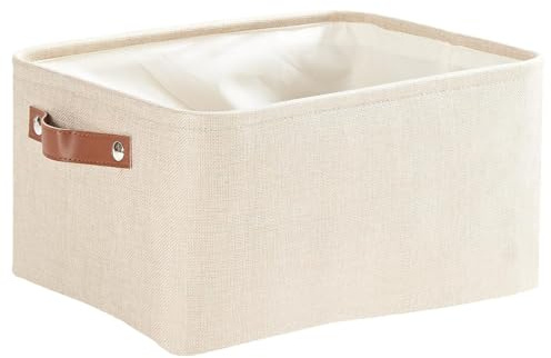 Mangata Fabric Storage Boxes,Collapsible Storage Basket for Books, Baby Toys, Clothes (Medium, Khaki)