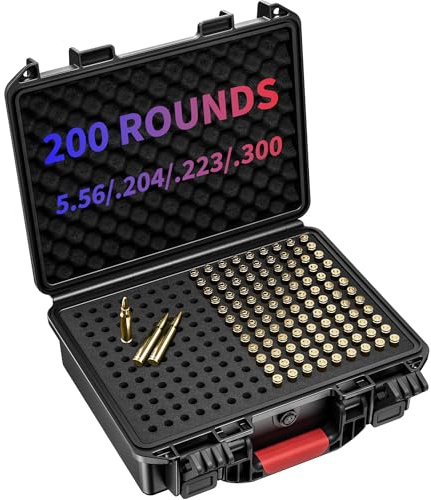 Kinghardcase Waterproof 5.56/204/223/.300 Ammo Case - 200 Round Bullet Locking Storage Box - Mil-Spec Travel Safe for 5.56 223 Ammo/Bullet