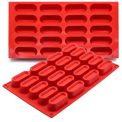 Caylielam Nonstick Silicone Chocolate Rectangle Baking Mold, 20-Cavity Food Grade Candy Jelly Gummy Fudge Butter Ice Soaps Molds, Homemade Cereal Bar DIY Mould, for Festival Decoration -2 Pack